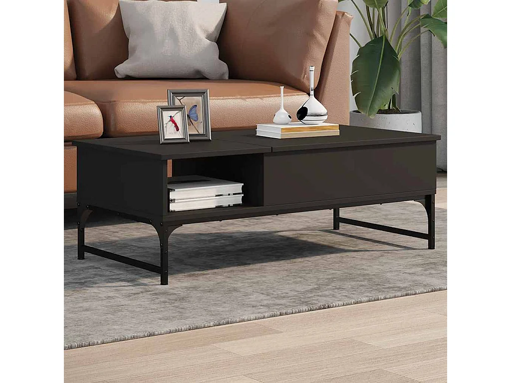 Mesa de centro 100x50x35 cm derivados de madeira/metal preto