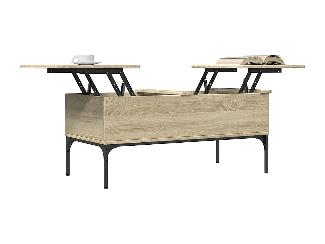 Tavolino Rovere Sonoma 100x50x45 cm Legno Multistrato e Metallo