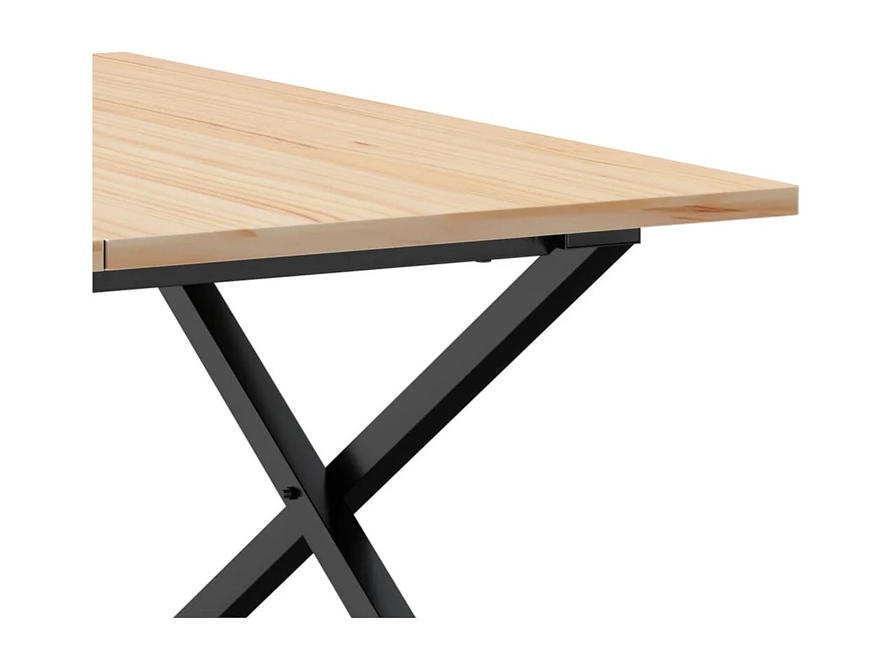 Table basse cadre en X 90x90x45 cm bois de pin massif et acier