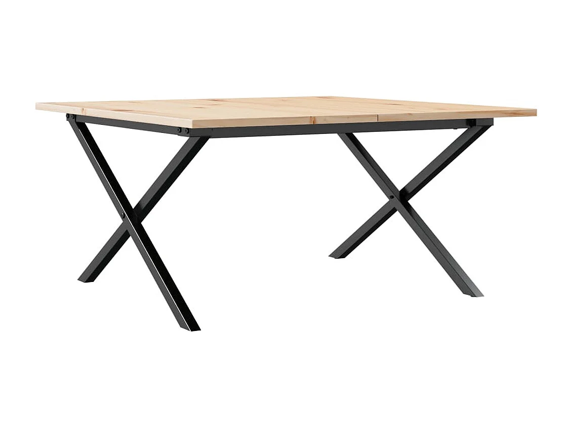 Tavolino da Salotto Telaio a X 90x90x45 cm Legno Pino e Acciaio