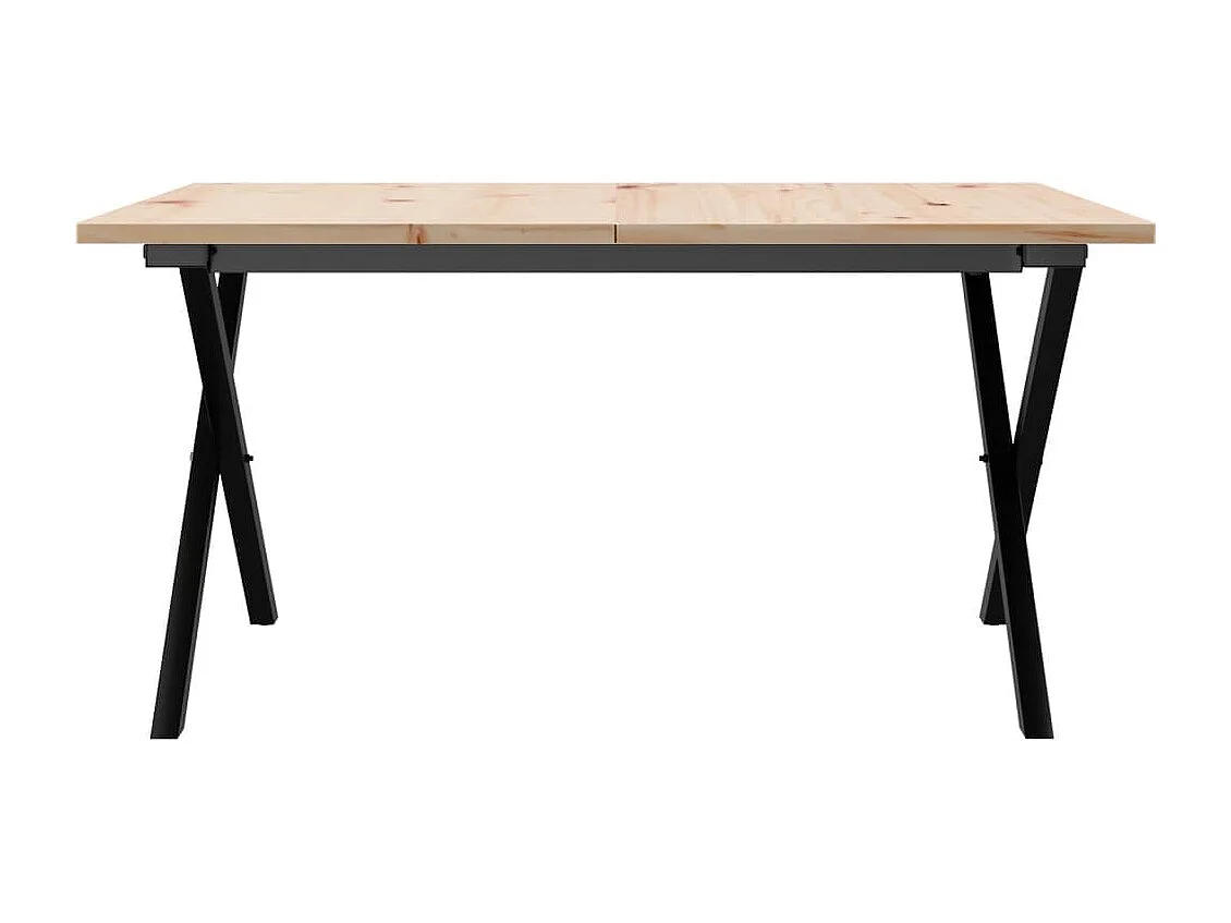 Tavolino da Salotto Telaio a X 90x90x45 cm Legno Pino e Acciaio