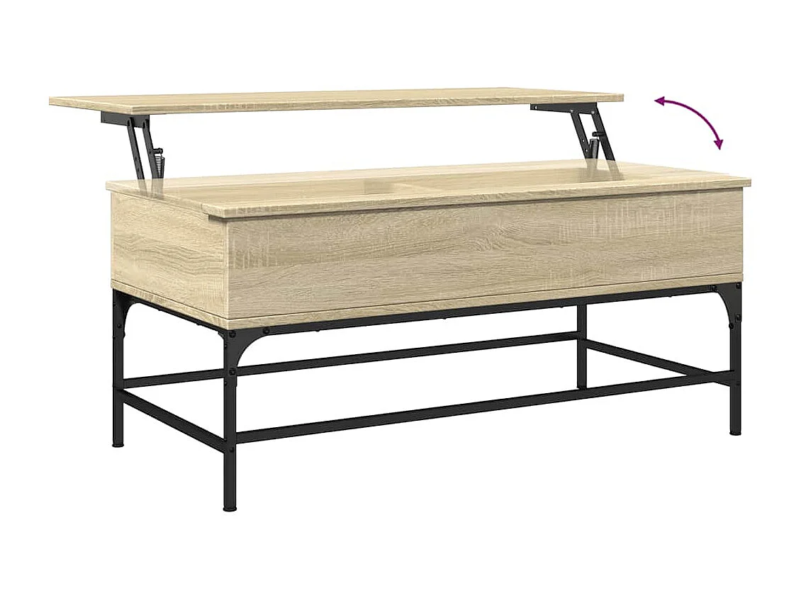 Table basse chêne sonoma 100x50x45cm bois d'ingénierie et métal