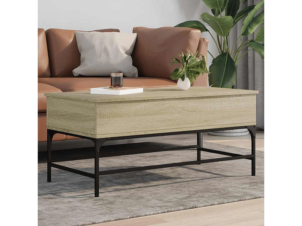 Salontafel 100x50x45 cm bewerkt hout en metaal sonoma eiken