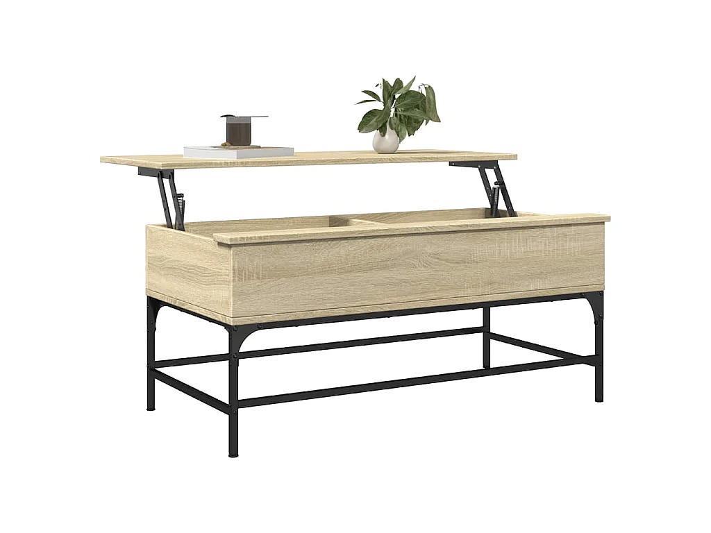 Salontafel 100x50x45 cm bewerkt hout en metaal sonoma eiken