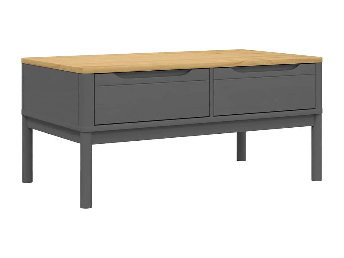 Mesa de centro FLORO madera maciza de pino gris 99x55,5x45 cm