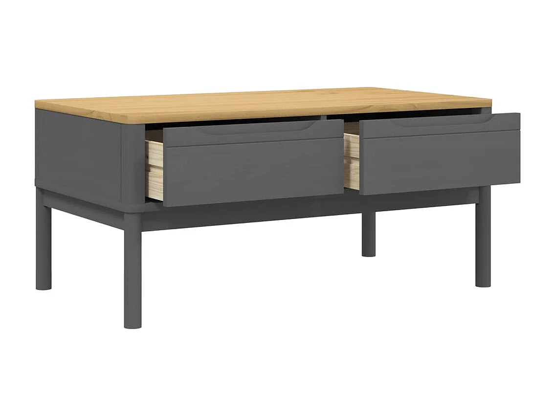 Mesa de centro FLORO madera maciza de pino gris 99x55,5x45 cm
