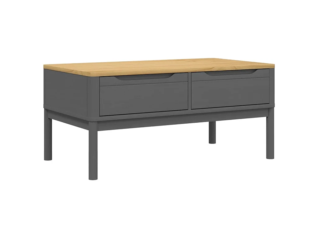 Mesa de centro FLORO madera maciza de pino gris 99x55,5x45 cm