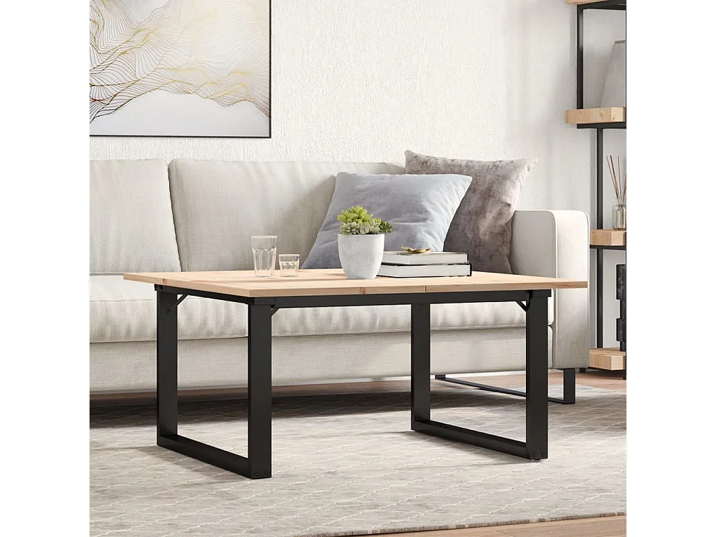 Salontafel O-frame 80x80x45 cm massief grenenhout en staal