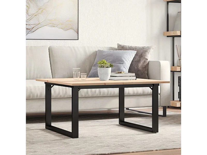 Tavolino da Salotto Telaio a O 80x80x45cm Legno Pino e Acciaio