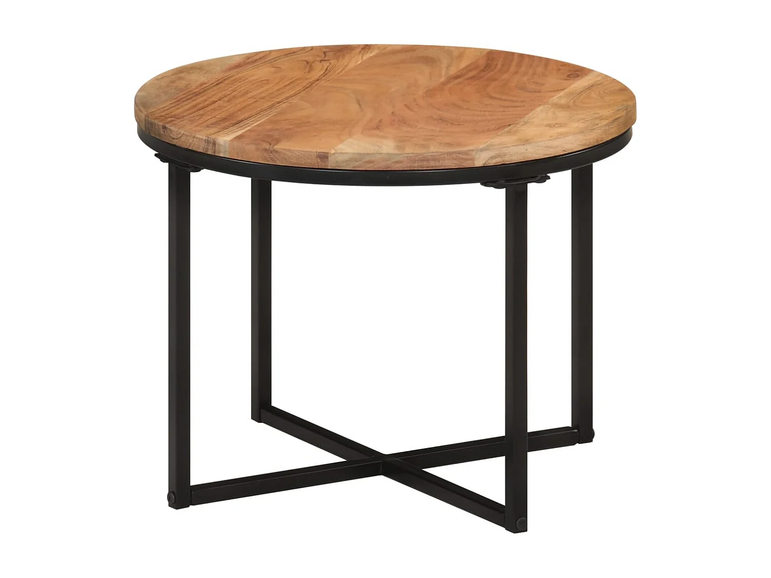 Table basse 45x45x35 cm bois massif acacia et fer