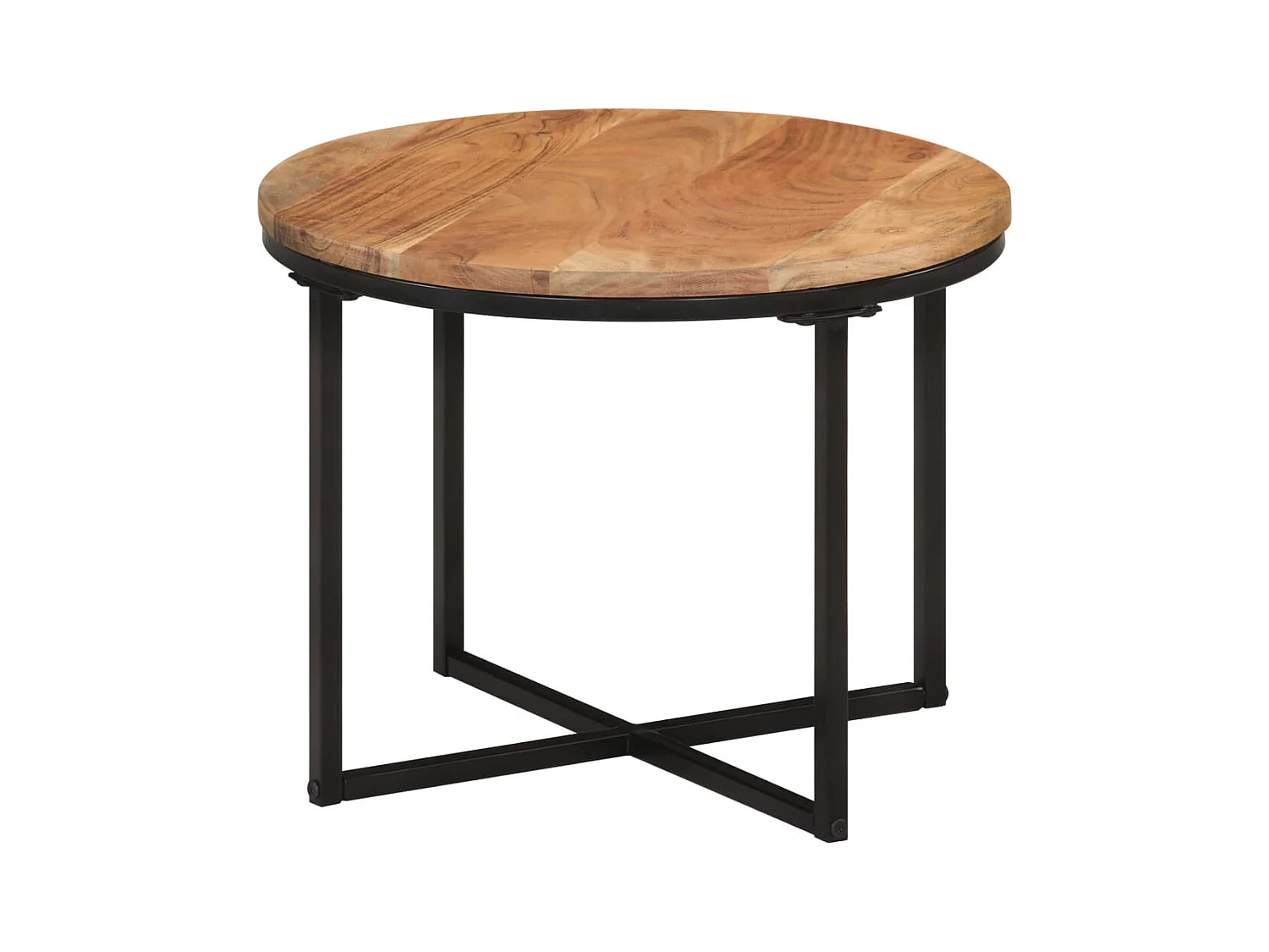 Table basse 45x45x35 cm bois massif acacia et fer