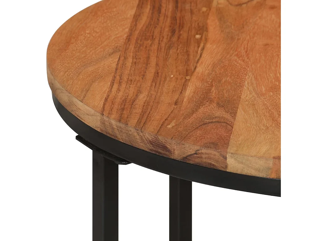 Table basse 45x45x35 cm bois massif acacia et fer