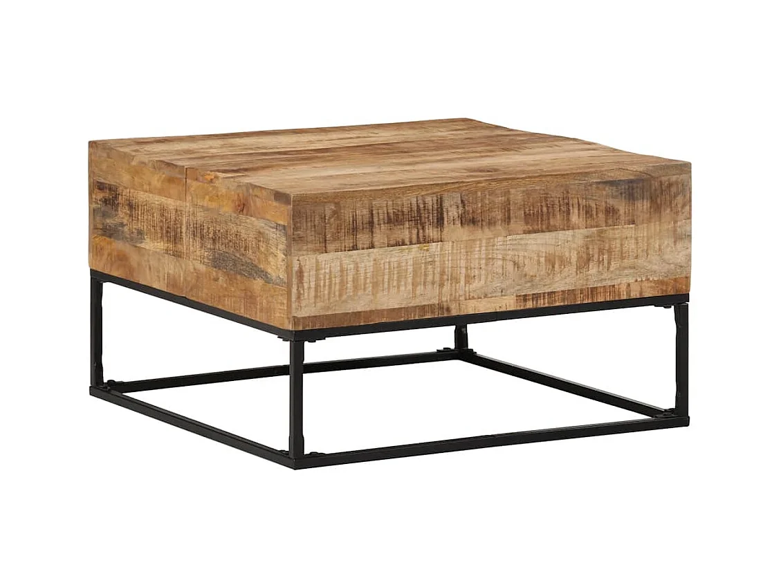 Table basse 68x68x41 cm Bois de manguier brut