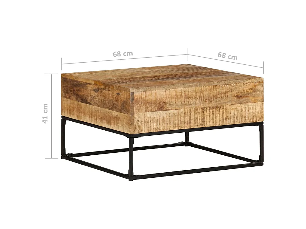Couchtisch 68x68x41 cm Raues Mangoholz
