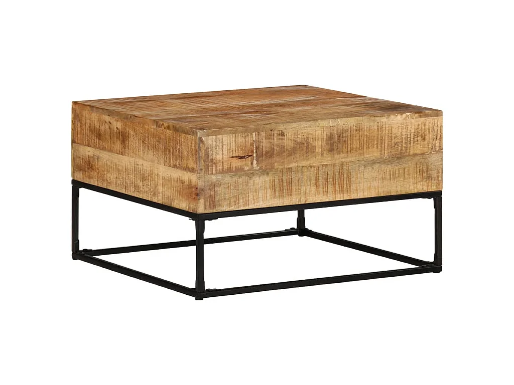 Couchtisch 68x68x41 cm Raues Mangoholz