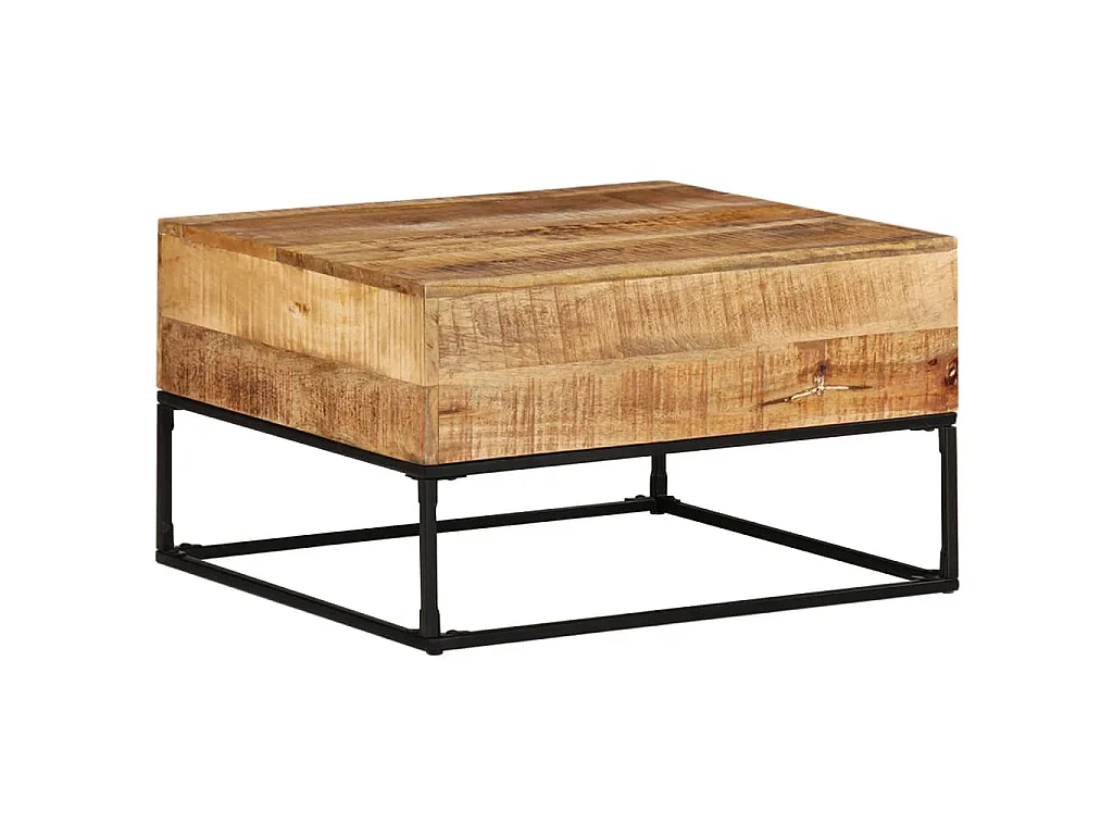 Couchtisch 68x68x41 cm Raues Mangoholz