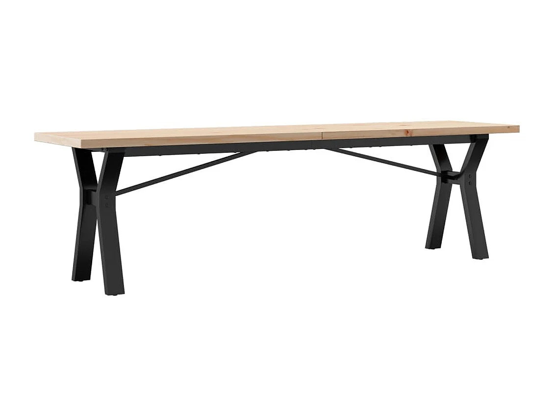 Table basse cadre en Y 160x40x45,5 cm bois de pin massif acier