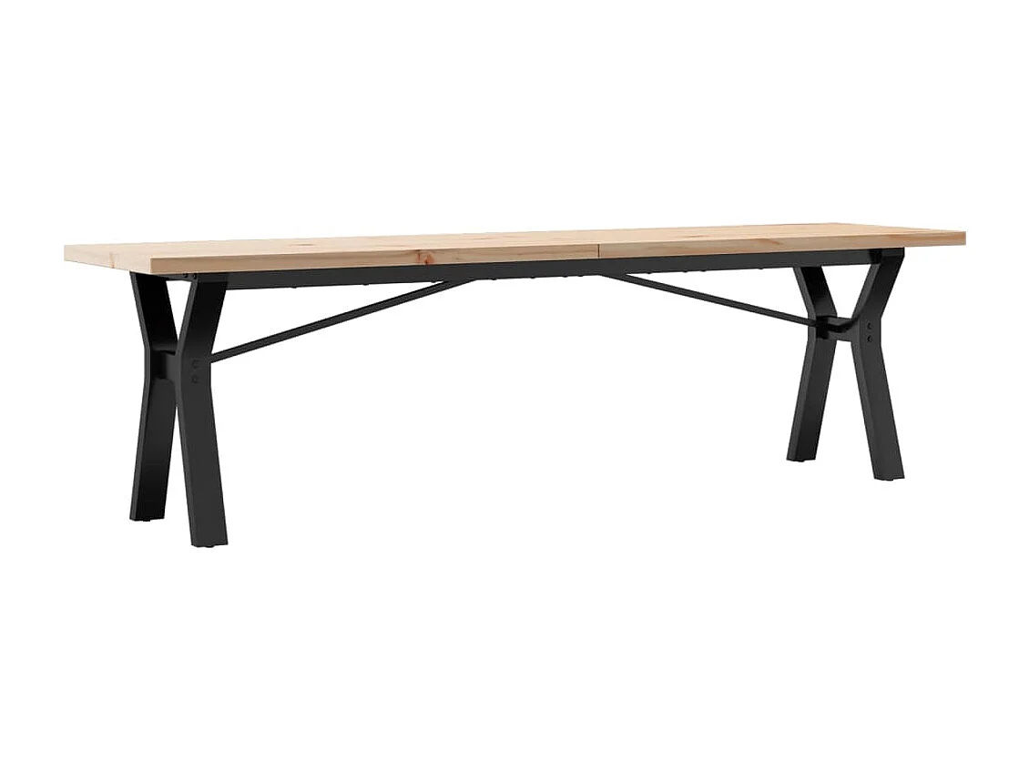 Tavolino Salotto Telaio a Y 160x40x45,5 cm Legno Pino e Acciaio