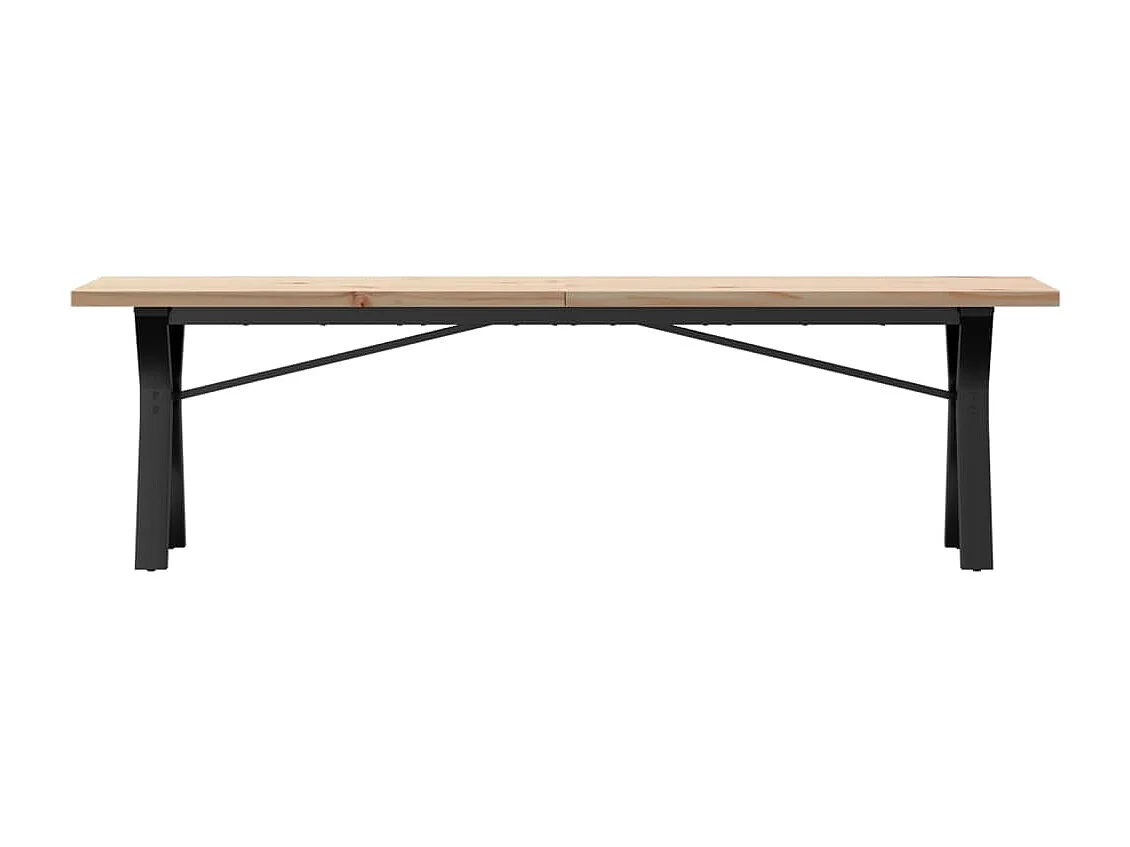 Tavolino Salotto Telaio a Y 160x40x45,5 cm Legno Pino e Acciaio