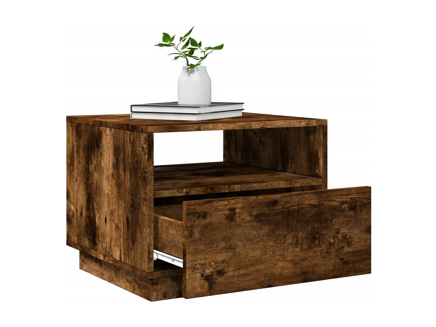 Table basse avec lumières LED chêne fumé 50x49x40 cm