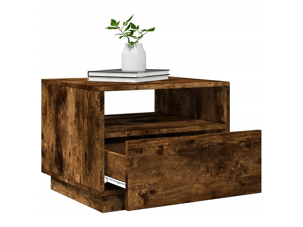 Salontafel met LED-verlichting 50x49x40 cm gerookt eikenkleurig