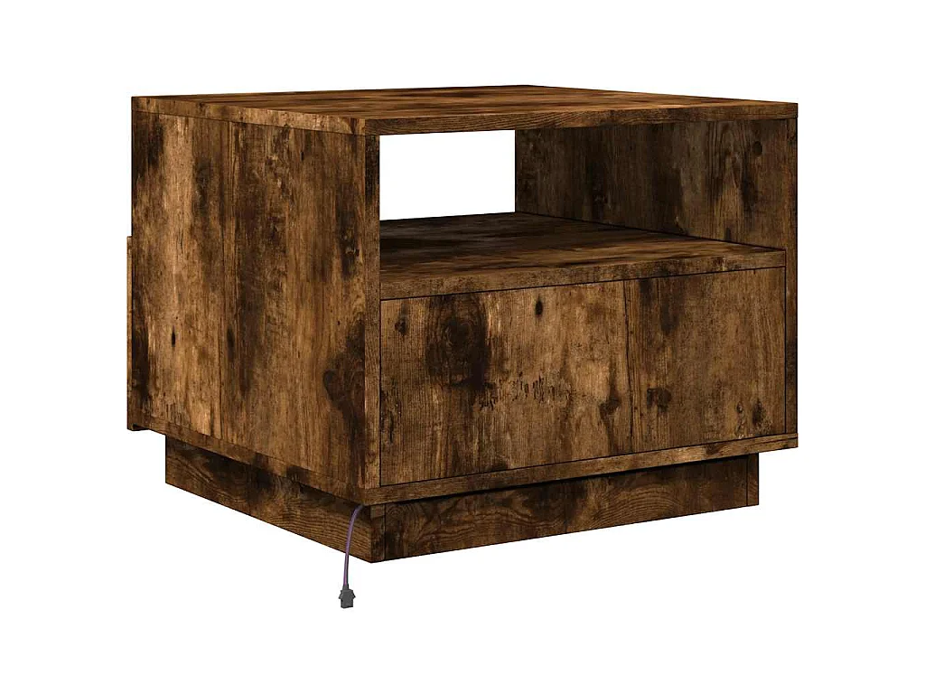 Salontafel met LED-verlichting 50x49x40 cm gerookt eikenkleurig