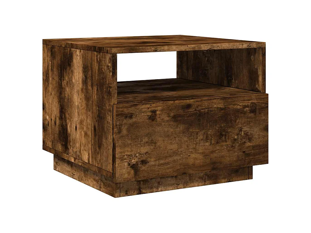 Mesa de centro com luzes LED 50x49x40 cm carvalho fumado