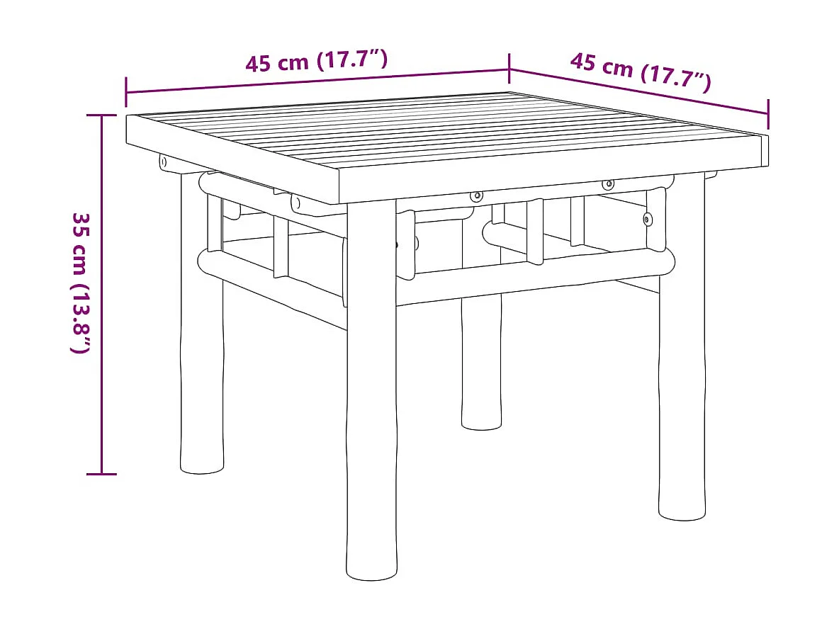 Table basse 45x45x35 cm bambou