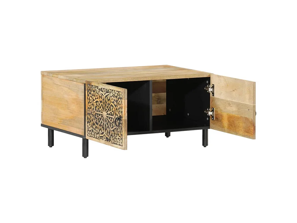 Mesa de centro de madera maciza de pino 80x50x40 cm