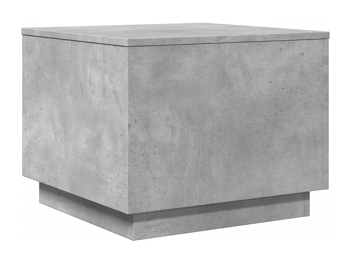 Table basse avec lumières LED gris béton 50x50x40 cm