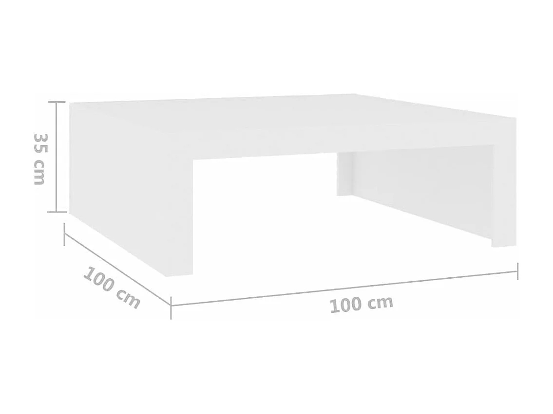 Salontafel 100x100x35 cm bewerkt hout wit