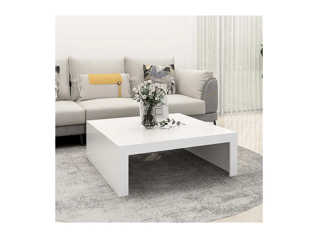 Mesa de centro madera contrachapada blanco 100x100x35 cm