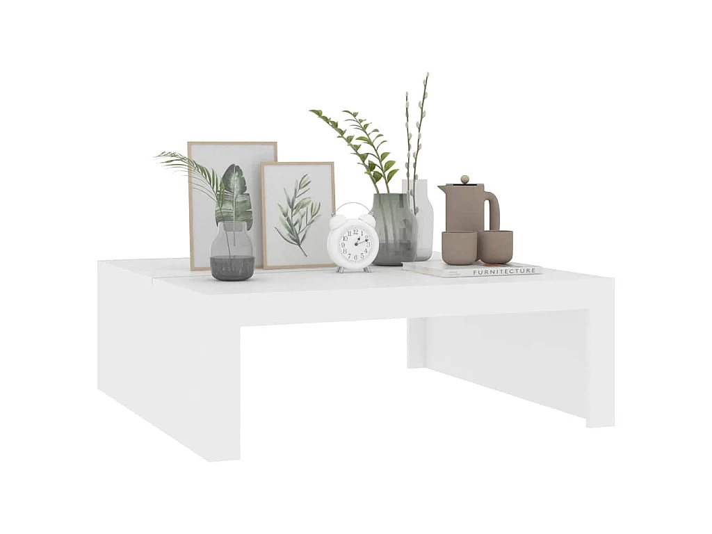 Table basse blanc 100x100x35 cm bois d'ingénierie
