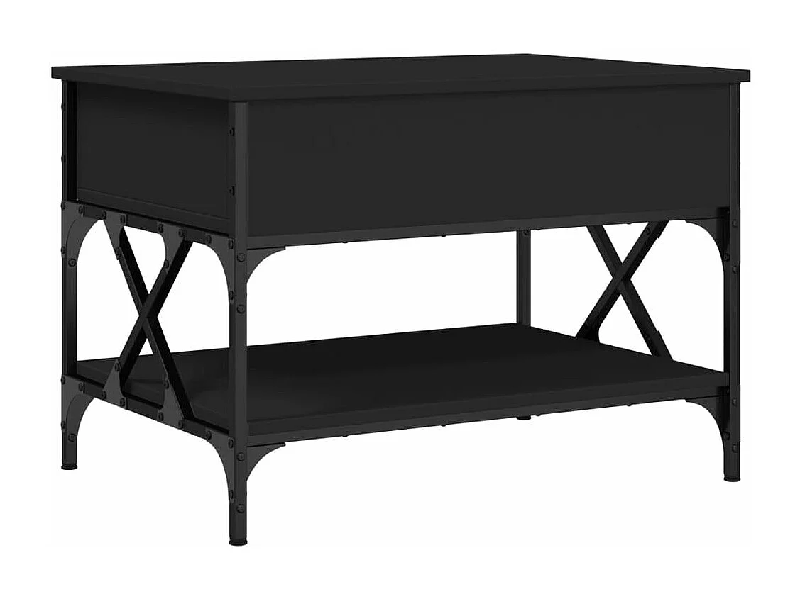 Table basse noir 70x50x50 cm bois d'ingénierie et métal