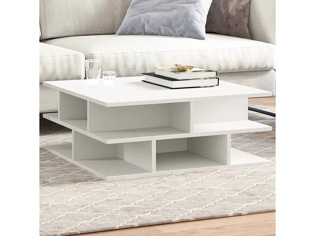 Table basse blanc 70x70x29 cm bois d'ingénierie