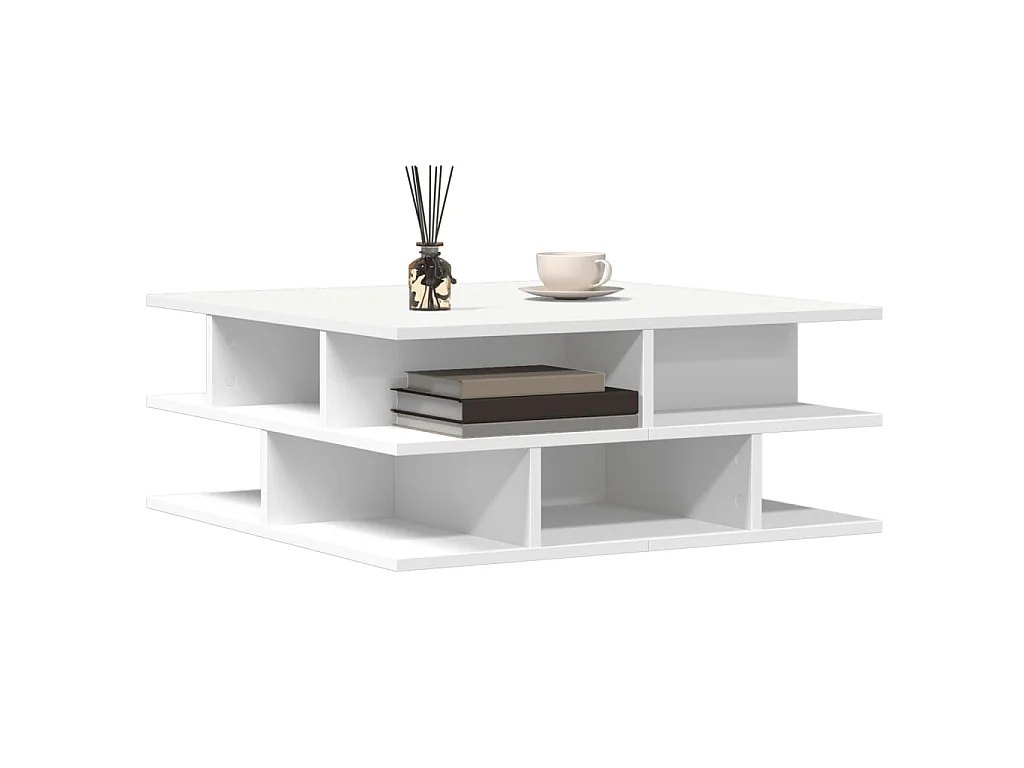 Table basse blanc 70x70x29 cm bois d'ingénierie