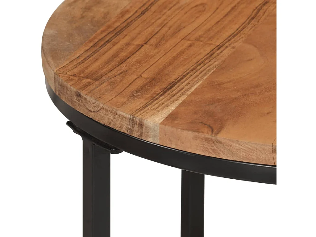 Tables basses gigognes 3 pcs bois massif d'acacia et fer