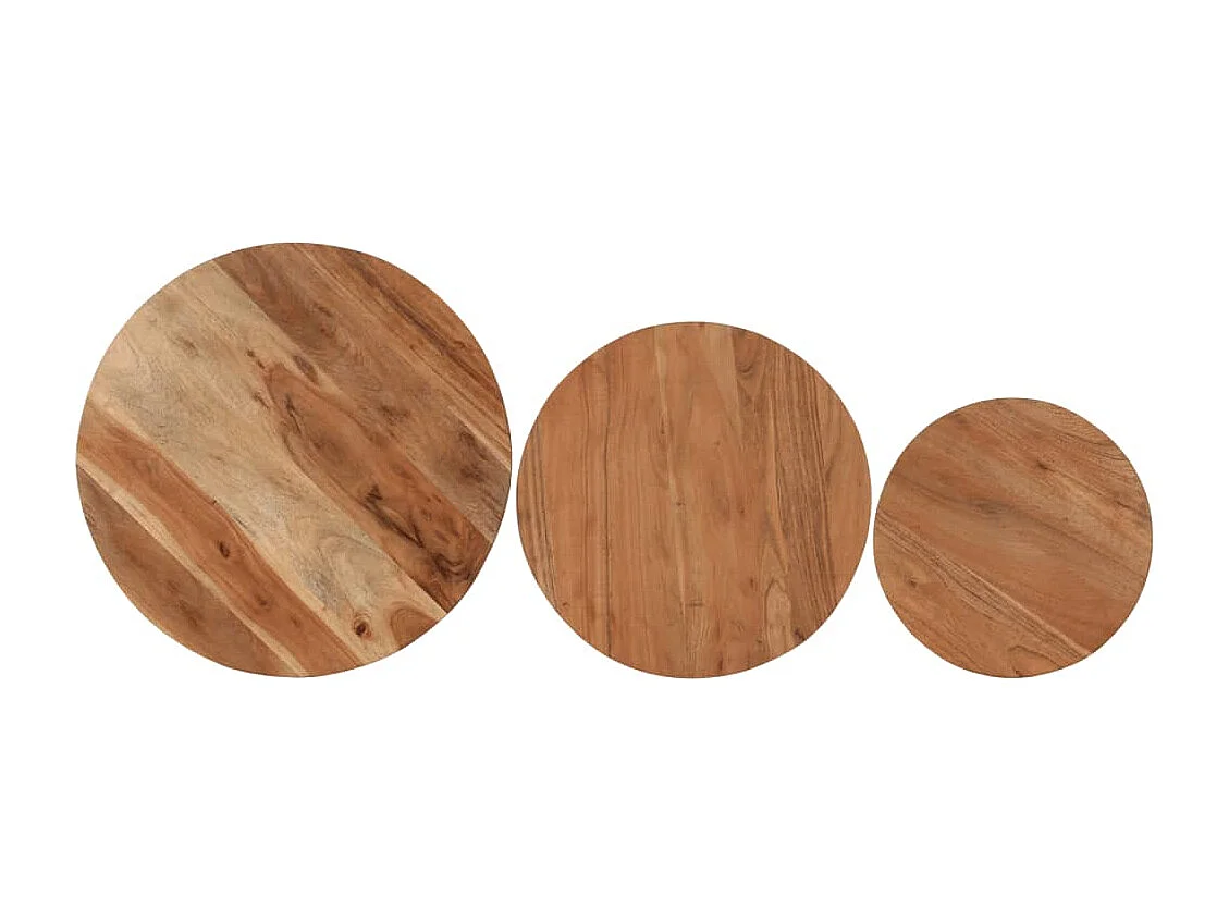 Tables basses gigognes 3 pcs bois massif d'acacia et fer