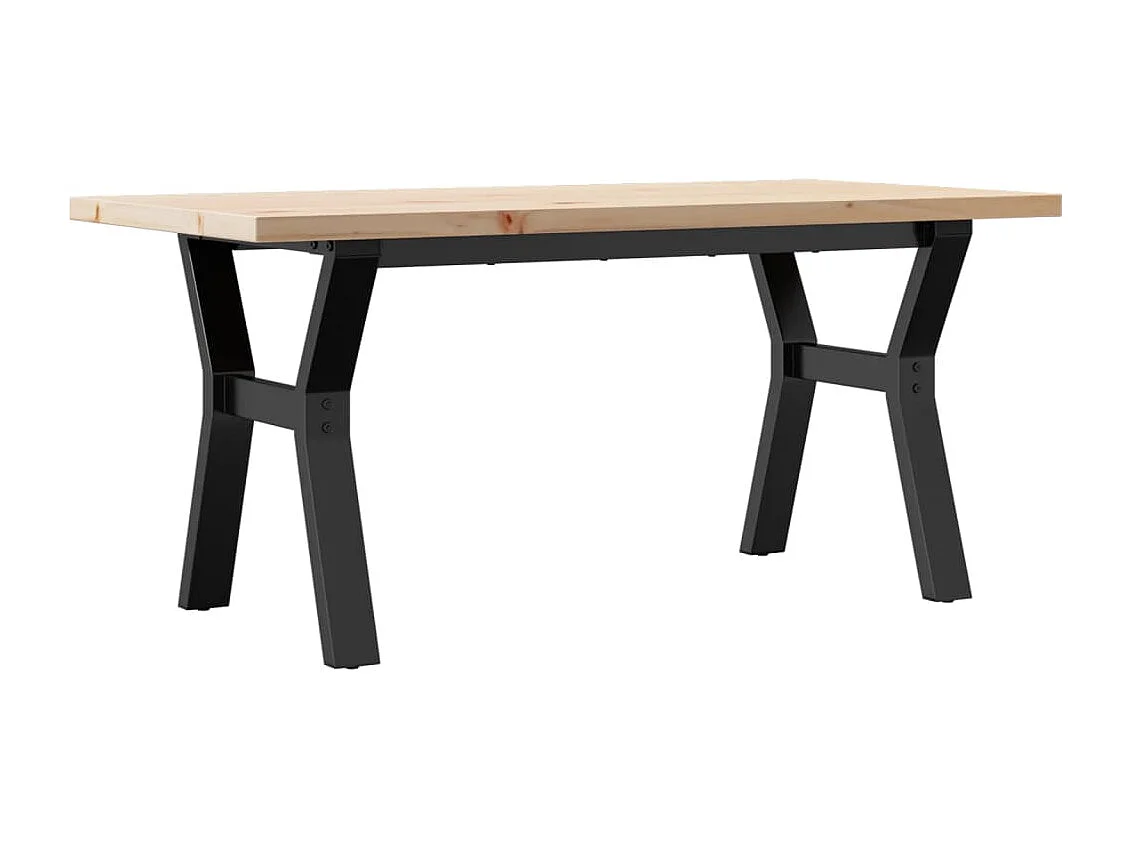Table basse cadre en Y 100x50x45,5 cm bois de pin massif acier