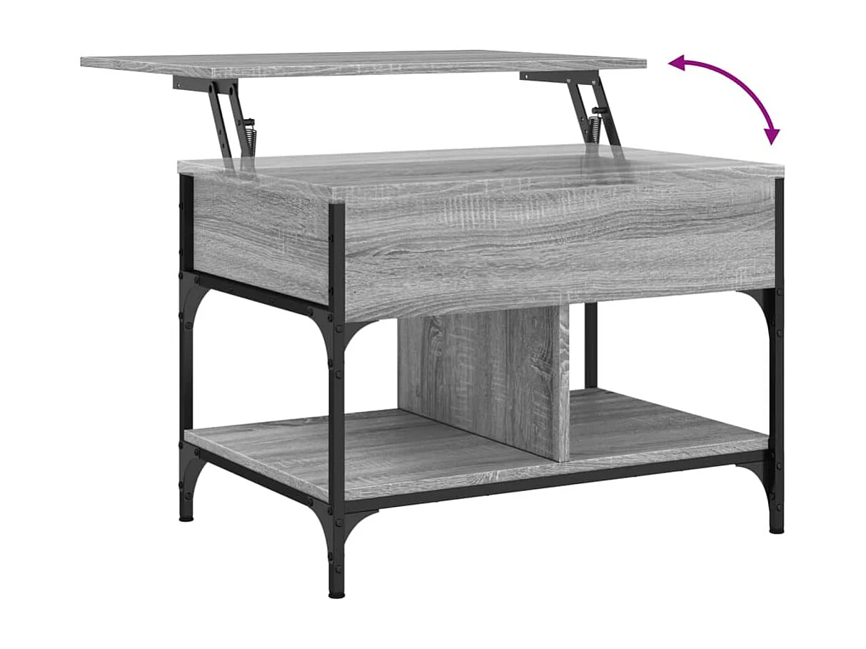 Tavolino Salotto Grigio Sonoma 70x50x50 cm Multistrato Metallo