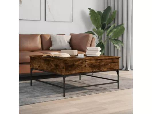 Kauf Unique Couchtisch Räuchereiche 95x95x45 cm Holzwerkstoff und Metall