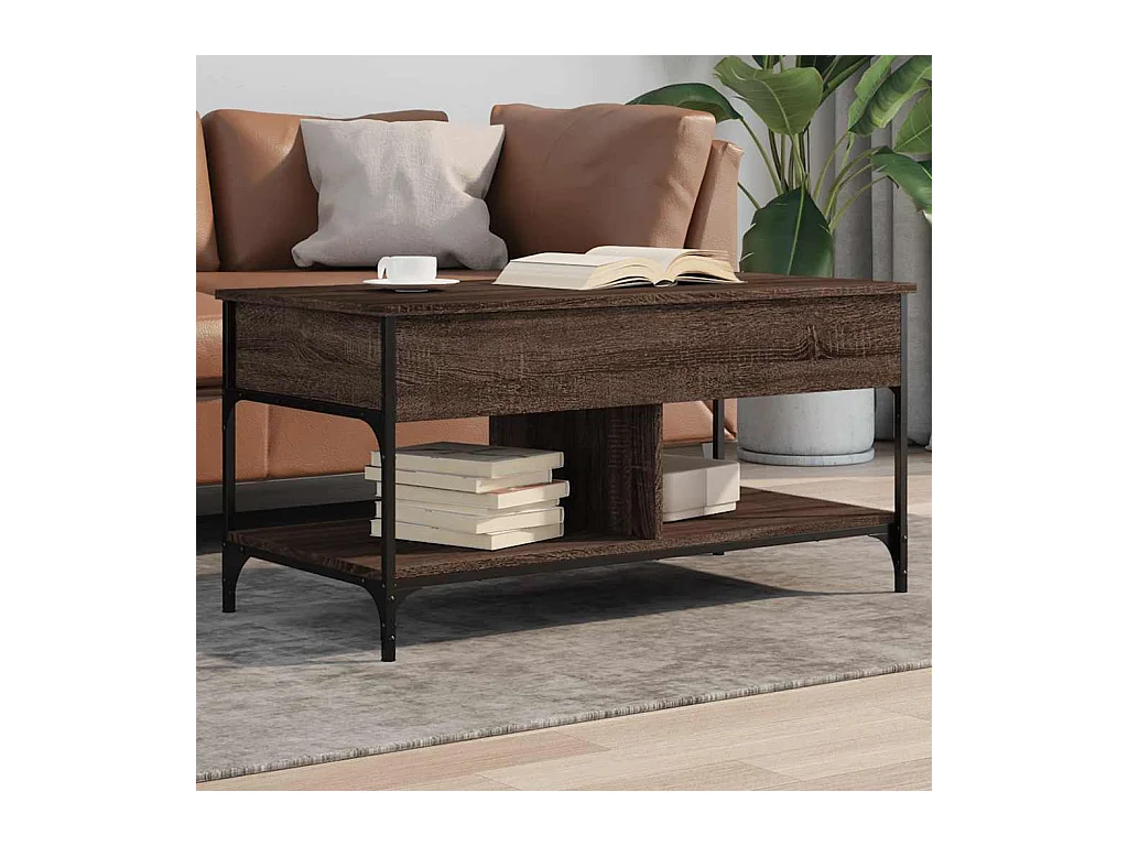 Salontafel 100x50x50 cm bewerkt hout en metaal bruineikenkleur