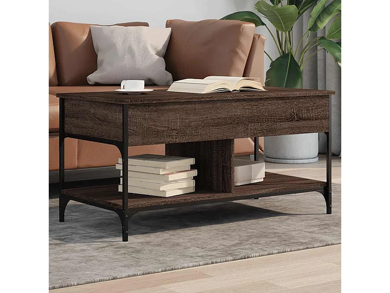 Salontafel 100x50x50 cm bewerkt hout en metaal bruineikenkleur