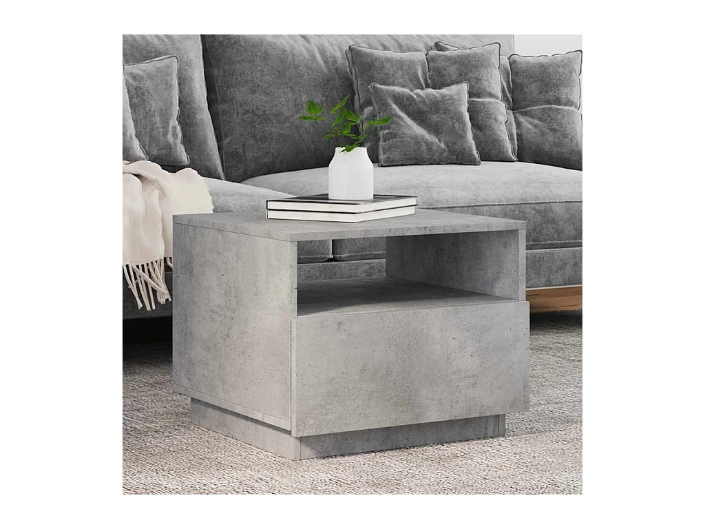Tavolino da Soggiorno con Luci LED Grigio Cemento 50x49x40 cm