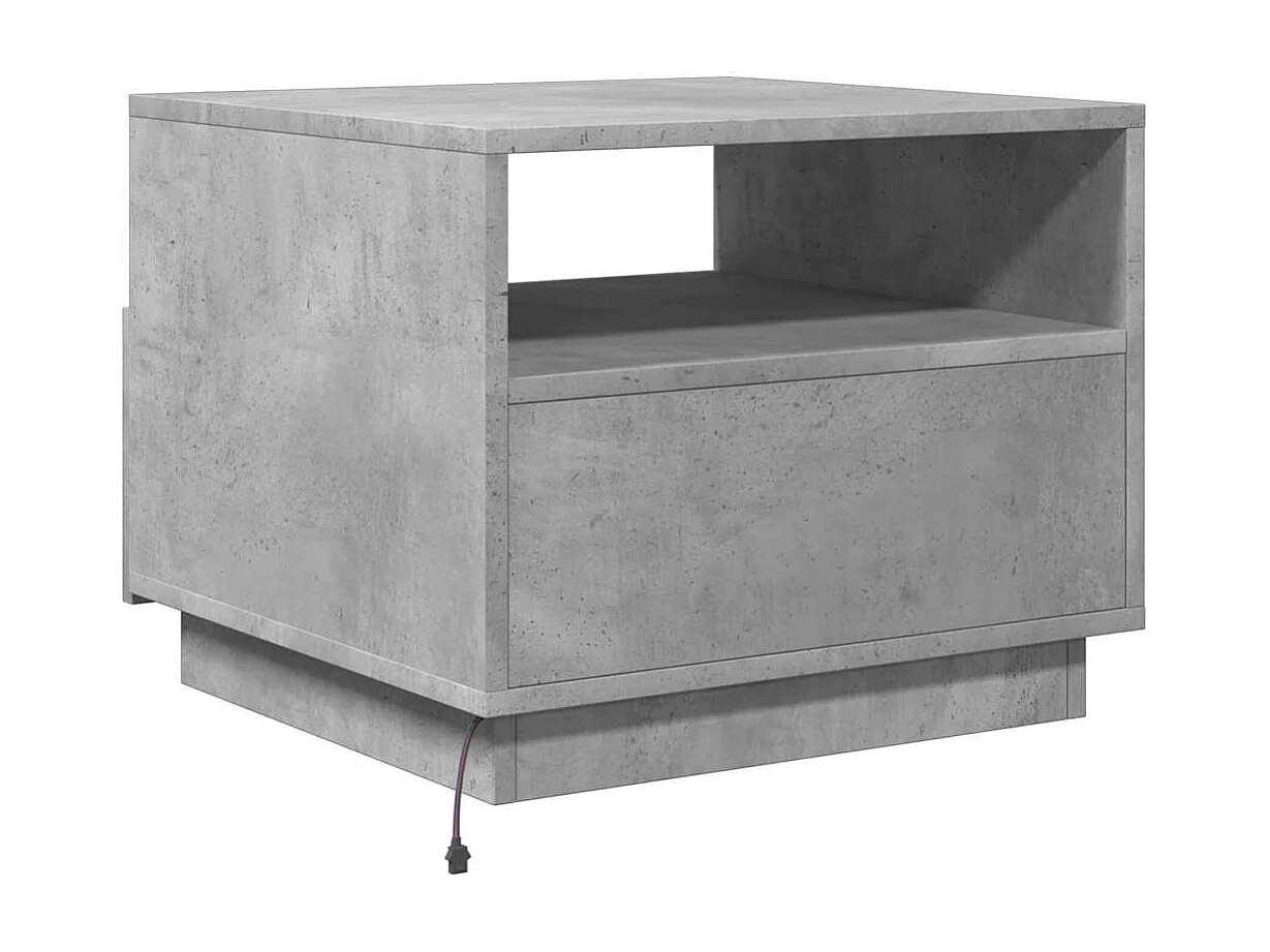 Table basse avec lumières LED gris béton 50x49x40 cm