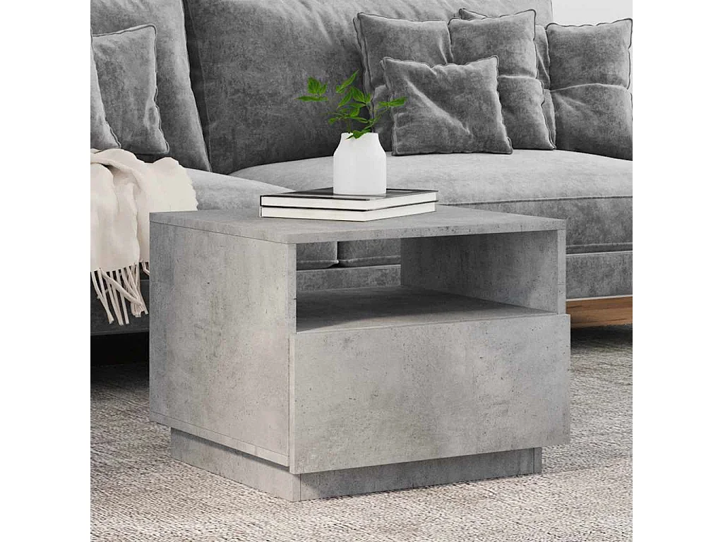 Mesa de centro con luces LED gris hormigón 50x49x40 cm