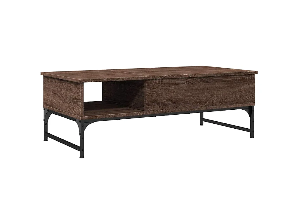 Couchtisch Braun Eichen-Optik 100x50x35 cm Holzwerkstoff Metall