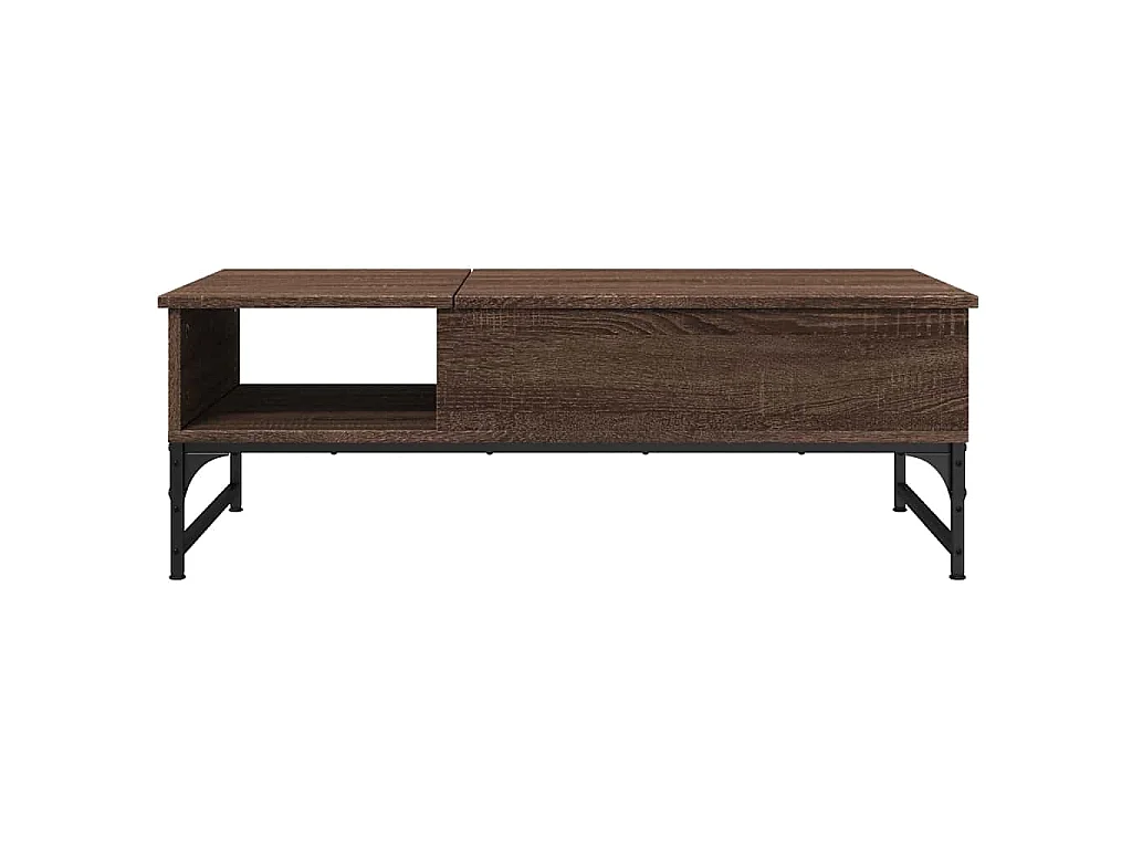 Couchtisch Braun Eichen-Optik 100x50x35 cm Holzwerkstoff Metall