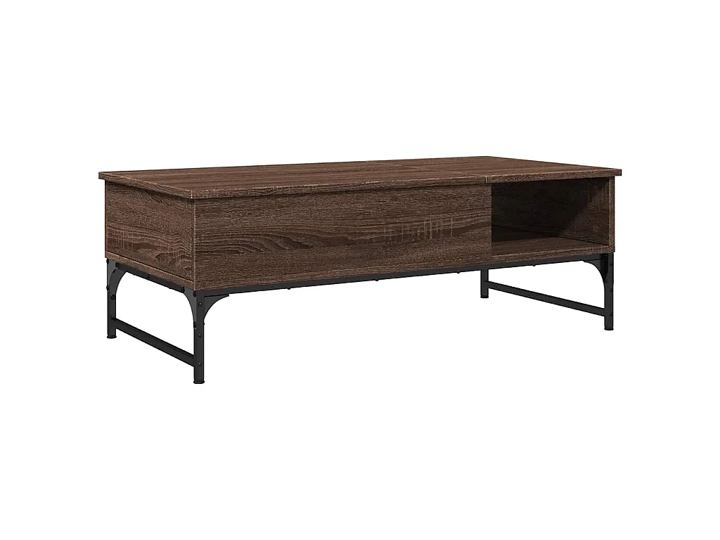 Couchtisch Braun Eichen-Optik 100x50x35 cm Holzwerkstoff Metall