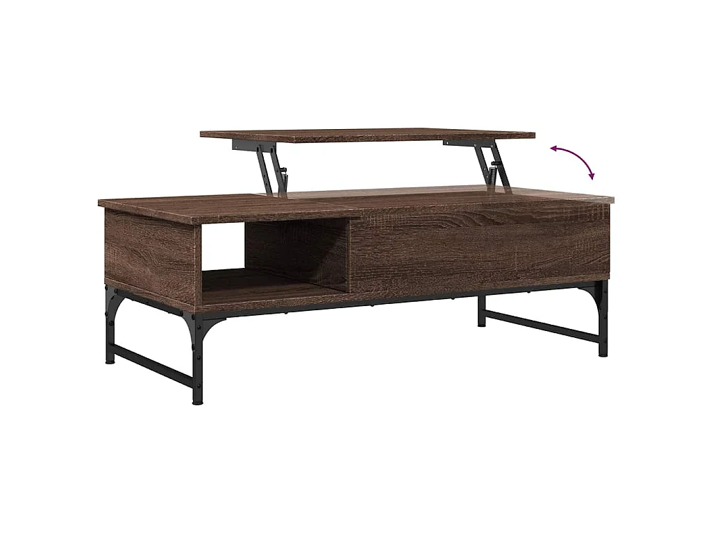 Couchtisch Braun Eichen-Optik 100x50x35 cm Holzwerkstoff Metall